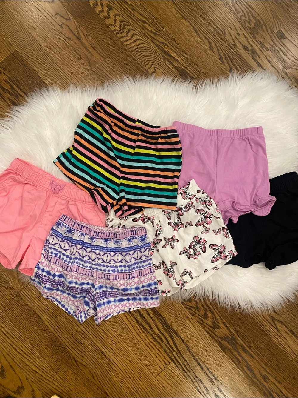 Girls 6-Pack Cotton Blend Pull-On Shorts - Mixed Colors and Prints 5T